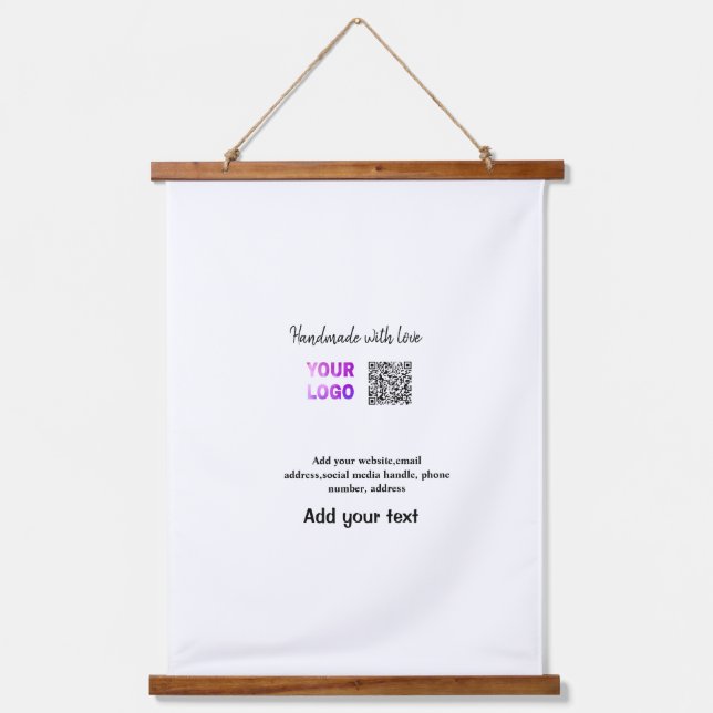 Simple minimal q r code add logo scan code name te hanging tapestry (Front)