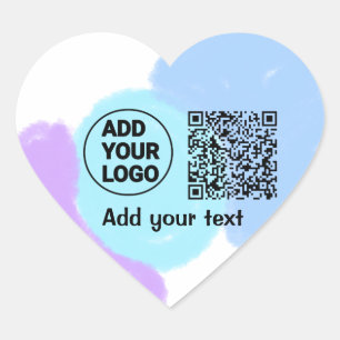 Simple minimal q r code add logo scan code name te heart sticker