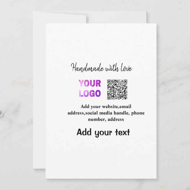 Simple minimal q r code add logo scan code name te holiday card (Front)