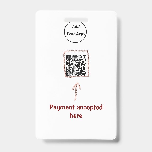 Simple minimal q r code add logo scan code name te ID badge (Front)