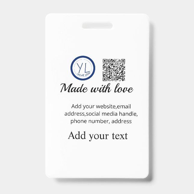 Simple minimal q r code add logo scan code name te ID badge (Front)