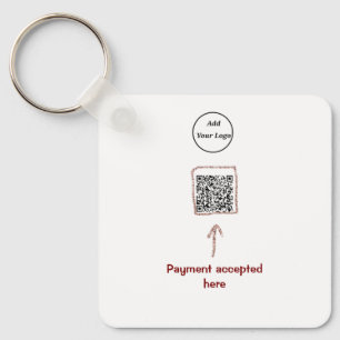 Simple minimal q r code add logo scan code name te key ring