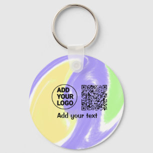Simple minimal q r code add logo scan code name te key ring