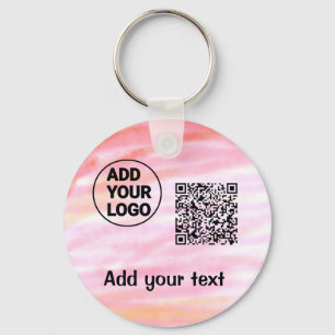 Simple minimal q r code add logo scan code name te key ring