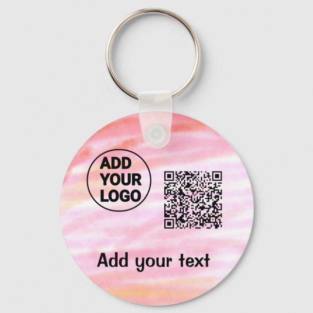 Simple minimal q r code add logo scan code name te key ring (Front)