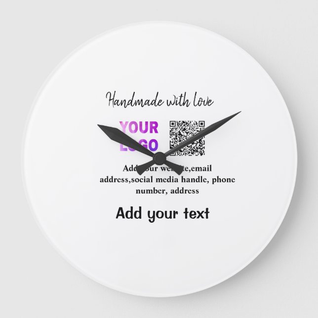 Simple minimal q r code add logo scan code name te large clock (Front)