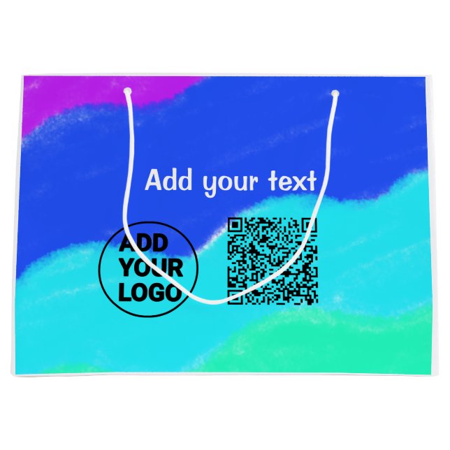 Simple minimal q r code add logo scan code name te large gift bag (Front)
