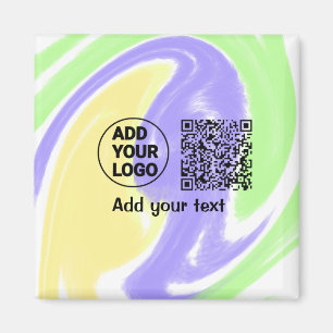 Simple minimal q r code add logo scan code name te magnet