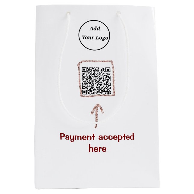 Simple minimal q r code add logo scan code name te medium gift bag (Front)