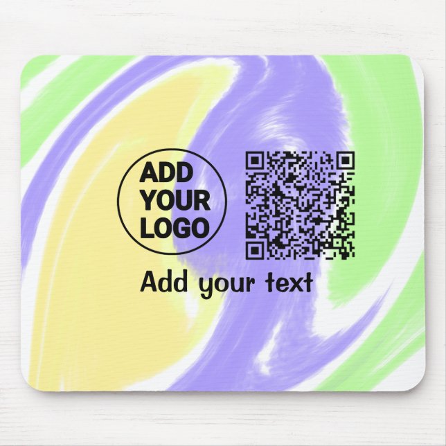 Simple minimal q r code add logo scan code name te mouse mat (Front)
