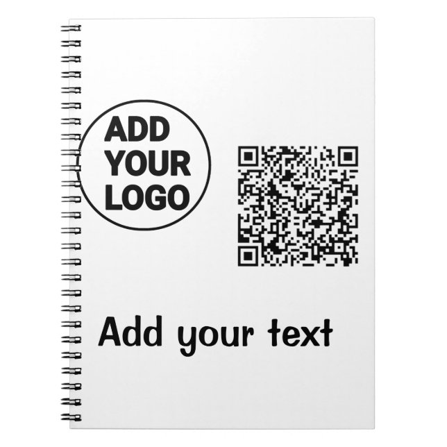 Simple minimal q r code add logo scan code name te notebook (Front)