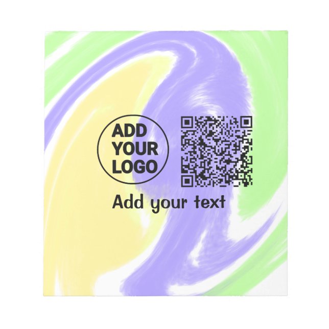 Simple minimal q r code add logo scan code name te notepad (Front)