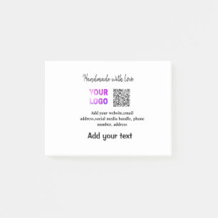 Simple minimal q r code add logo scan code name te post-it notes