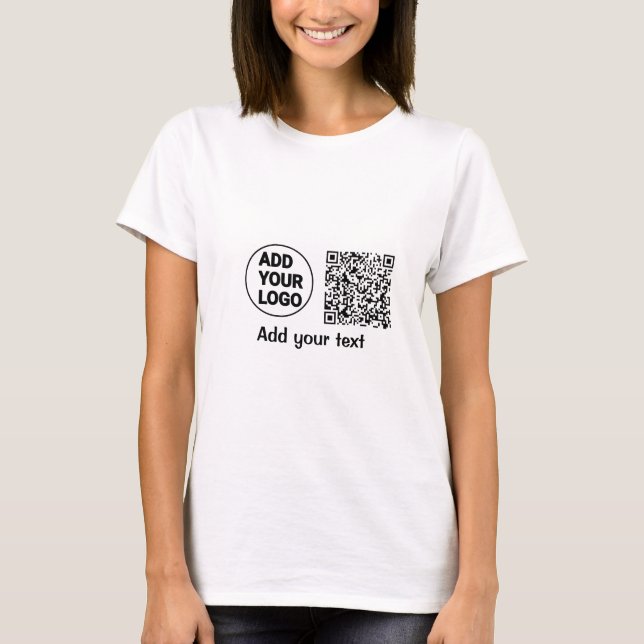 Simple minimal q r code add logo scan code name te T-Shirt (Front)