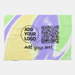 Simple minimal q r code add logo scan code name te tea towel