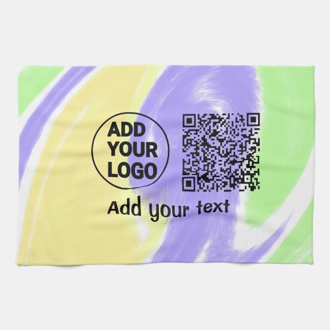 Simple minimal q r code add logo scan code name te tea towel (Horizontal)