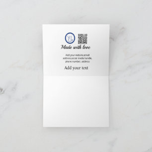 Simple minimal q r code add logo scan code name te thank you card