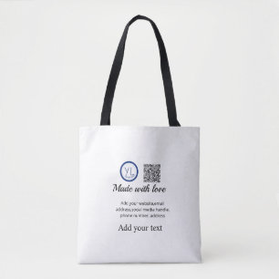 Simple minimal q r code add logo scan code name te tote bag