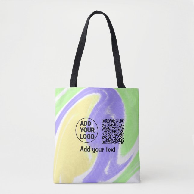 Simple minimal q r code add logo scan code name te tote bag (Front)