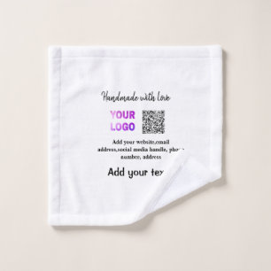 Simple minimal q r code add logo scan code name te wash cloth