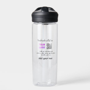 Simple minimal q r code add logo scan code name te water bottle