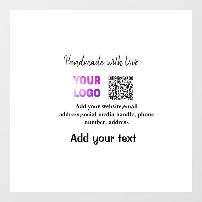 Simple minimal q r code add logo scan code name te window cling (Sheet)