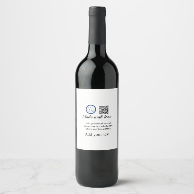 Simple minimal q r code add logo scan code name te wine label (Front)