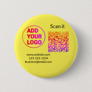 Simple minimal q r code add logo scan code name we 6 cm round badge