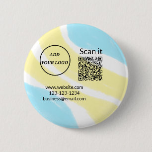 Simple minimal q r code add logo scan code name we 6 cm round badge