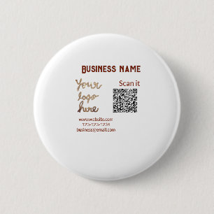 Simple minimal q r code add logo scan code name we 6 cm round badge