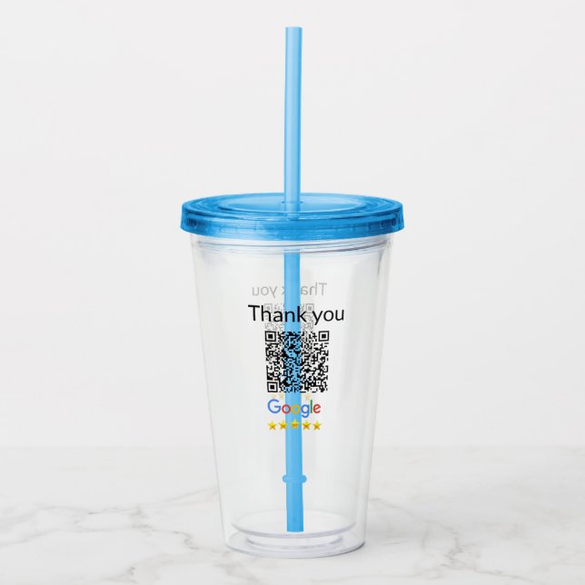 Simple minimal q r code add logo scan code name we acrylic tumbler (Front)