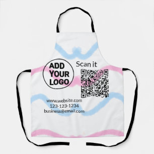Simple minimal q r code add logo scan code name we apron