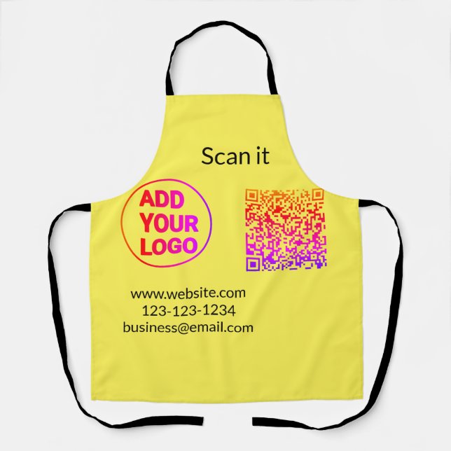 Simple minimal q r code add logo scan code name we apron (Front)