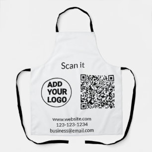 Simple minimal q r code add logo scan code name we apron