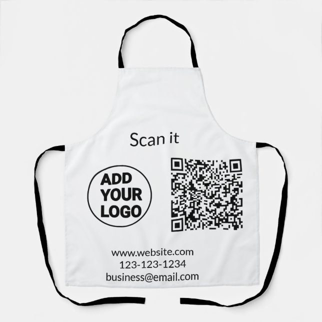 Simple minimal q r code add logo scan code name we apron (Front)