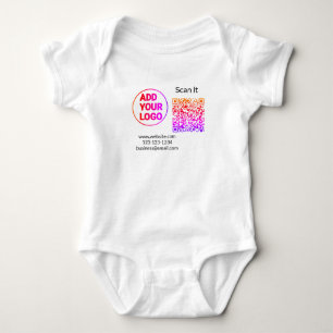 Simple minimal q r code add logo scan code name we baby bodysuit