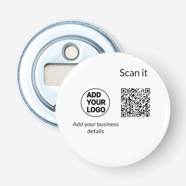 Simple minimal q r code add logo scan code name we bottle opener (Front)