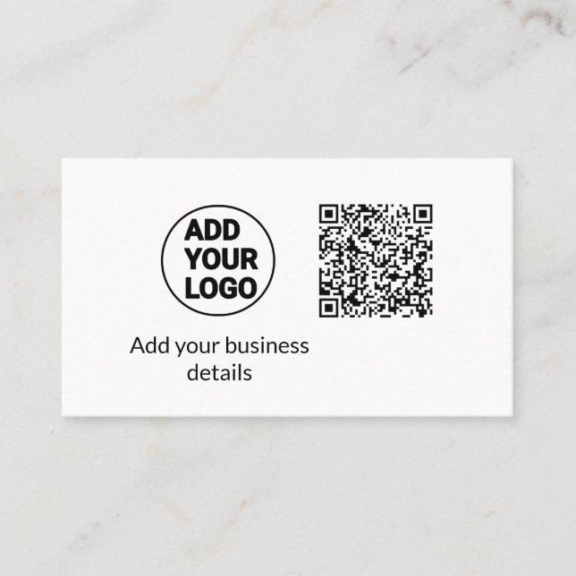 Simple minimal q r code add logo scan code name we business card (Front)