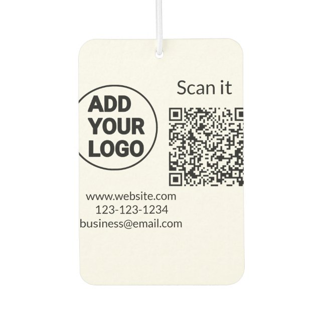 Simple minimal q r code add logo scan code name we car air freshener (Front)