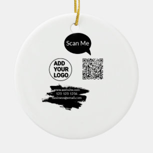 Simple minimal q r code add logo scan code name we ceramic tree decoration