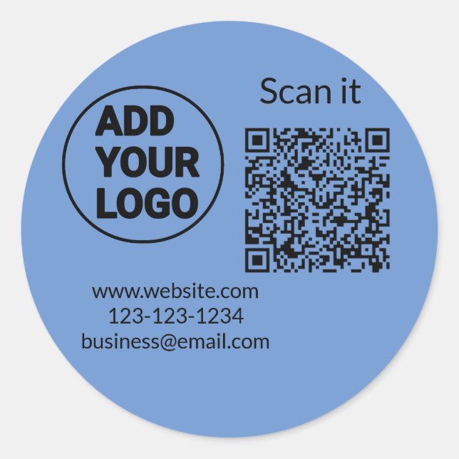 Simple minimal q r code add logo scan code name we classic round sticker (Front)