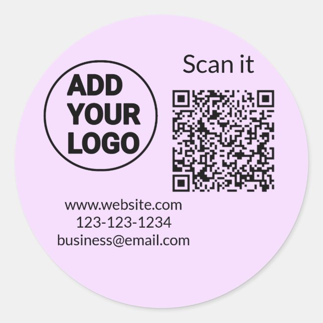 Simple minimal q r code add logo scan code name we classic round sticker (Front)