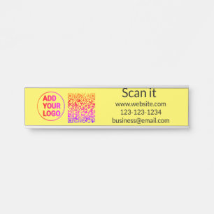 Simple minimal q r code add logo scan code name we door sign