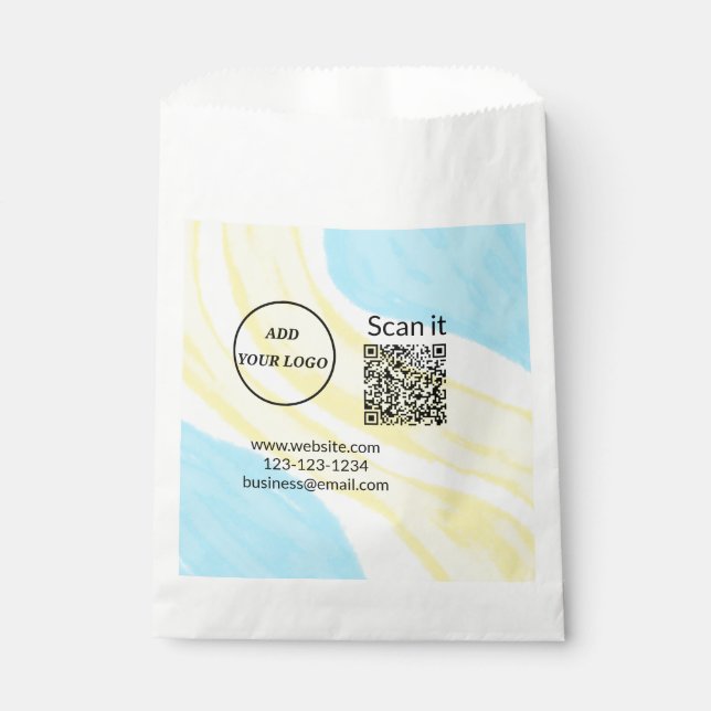 Simple minimal q r code add logo scan code name we favour bags (Front)