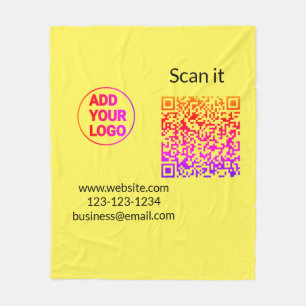 Simple minimal q r code add logo scan code name we fleece blanket