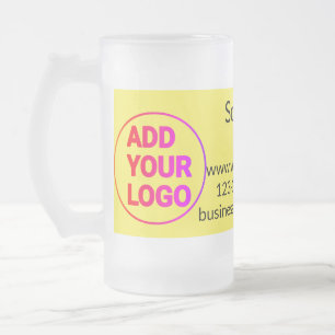 Simple minimal q r code add logo scan code name we frosted glass beer mug