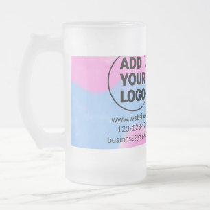 Simple minimal q r code add logo scan code name we frosted glass beer mug