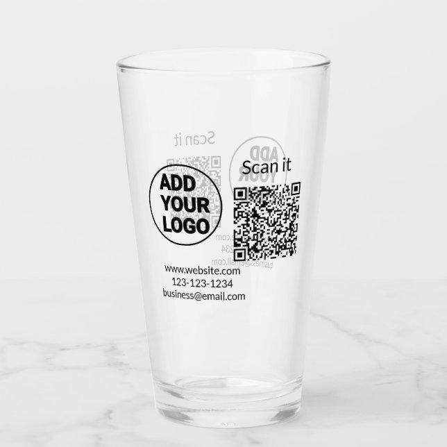 Simple minimal q r code add logo scan code name we glass (Front)