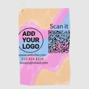 Simple minimal q r code add logo scan code name we golf towel