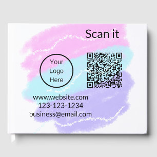Simple minimal q r code add logo scan code name we guest book